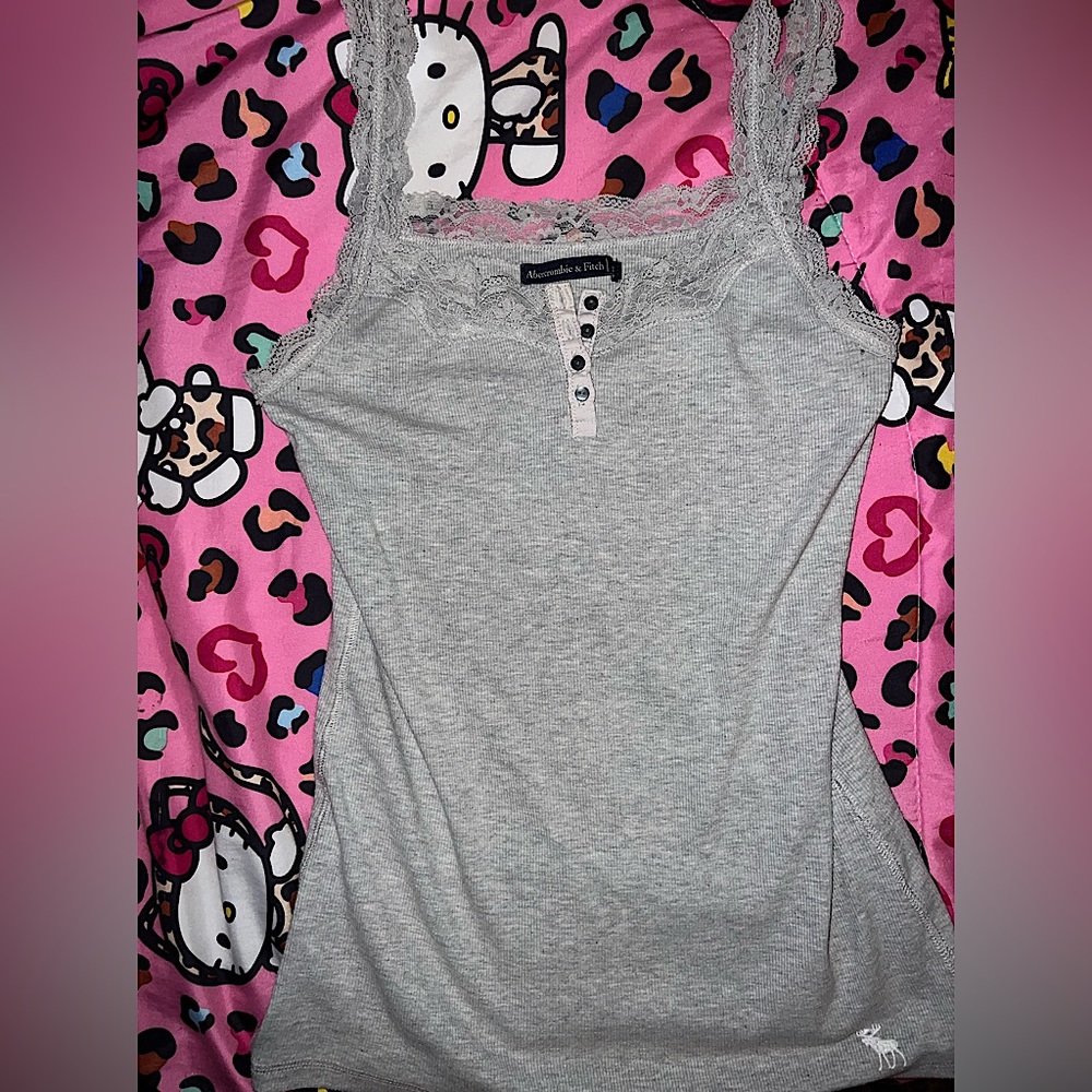 Abercrombie & Fitch grey lace tank top